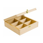 Boîte à Thé 6 compartiments en bois - 21 x 8,5 x 21 cm