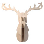 Trophée mural en bois Renne 36 x 45 x 19 cm