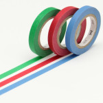 Masking tape uni fins bleu-vert-rouge lot de 3